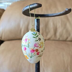 Pier 1 Imports Floral Egg Ornament / Li Bien hand-painted #2